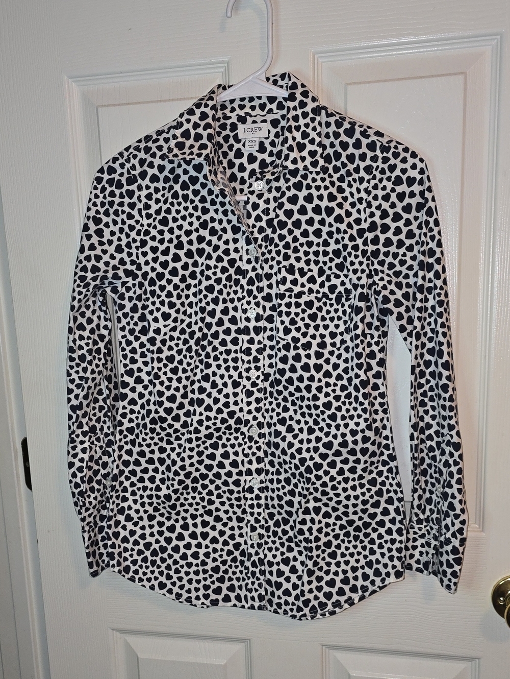 J. Crew Black Heart Print Button-Down Shirt on White